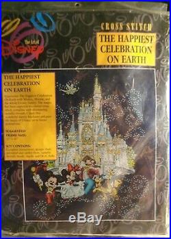 Walt Disney Cross Stitch Kit Happiest Celebration on Earth Mickey Castle RARE