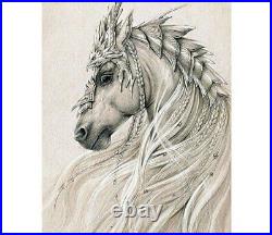 White Horse Diamond Painting Beautiful Animal Portrait Design Embroidery Display