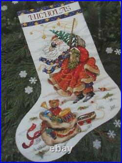 Windswept Santa Stocking Cross Stitch Christmas Kit 8496 Dimensions Collections