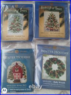 Winter Holiday MILL Hill Bead & Treasure Cross Stitch Kit Lot Of 16 Kits Lot III